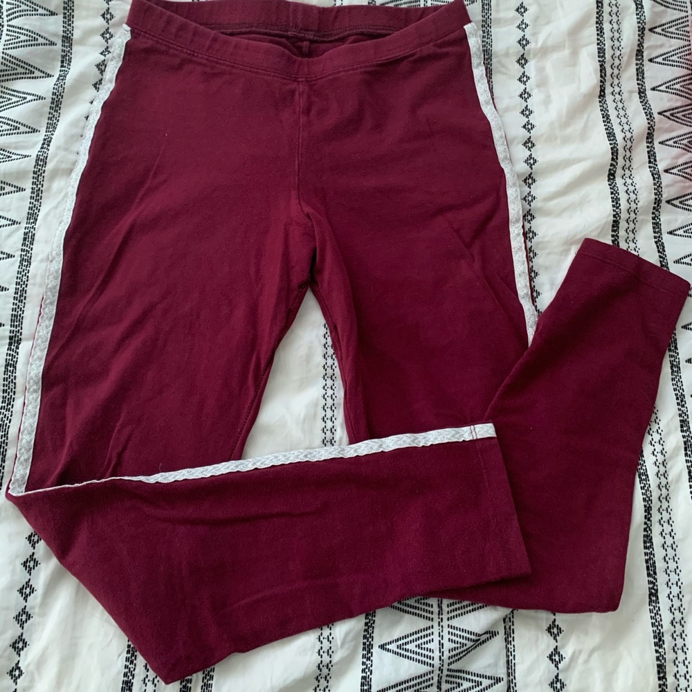 Red Leggings With Stripe on Side